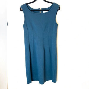 Deletta | Women's Blue Zip Sleeveless Sheath Dress Size Medium